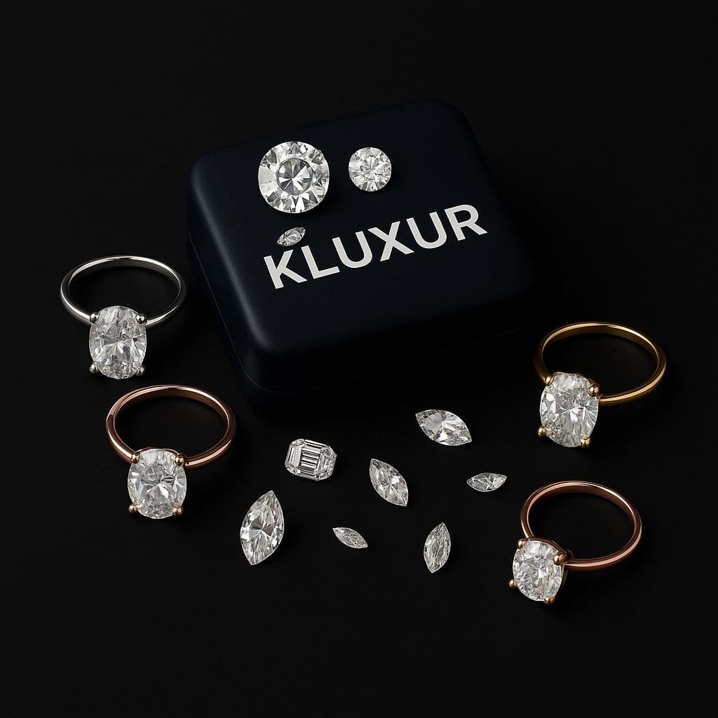 Kluxur jewelry box with diamonds and rings