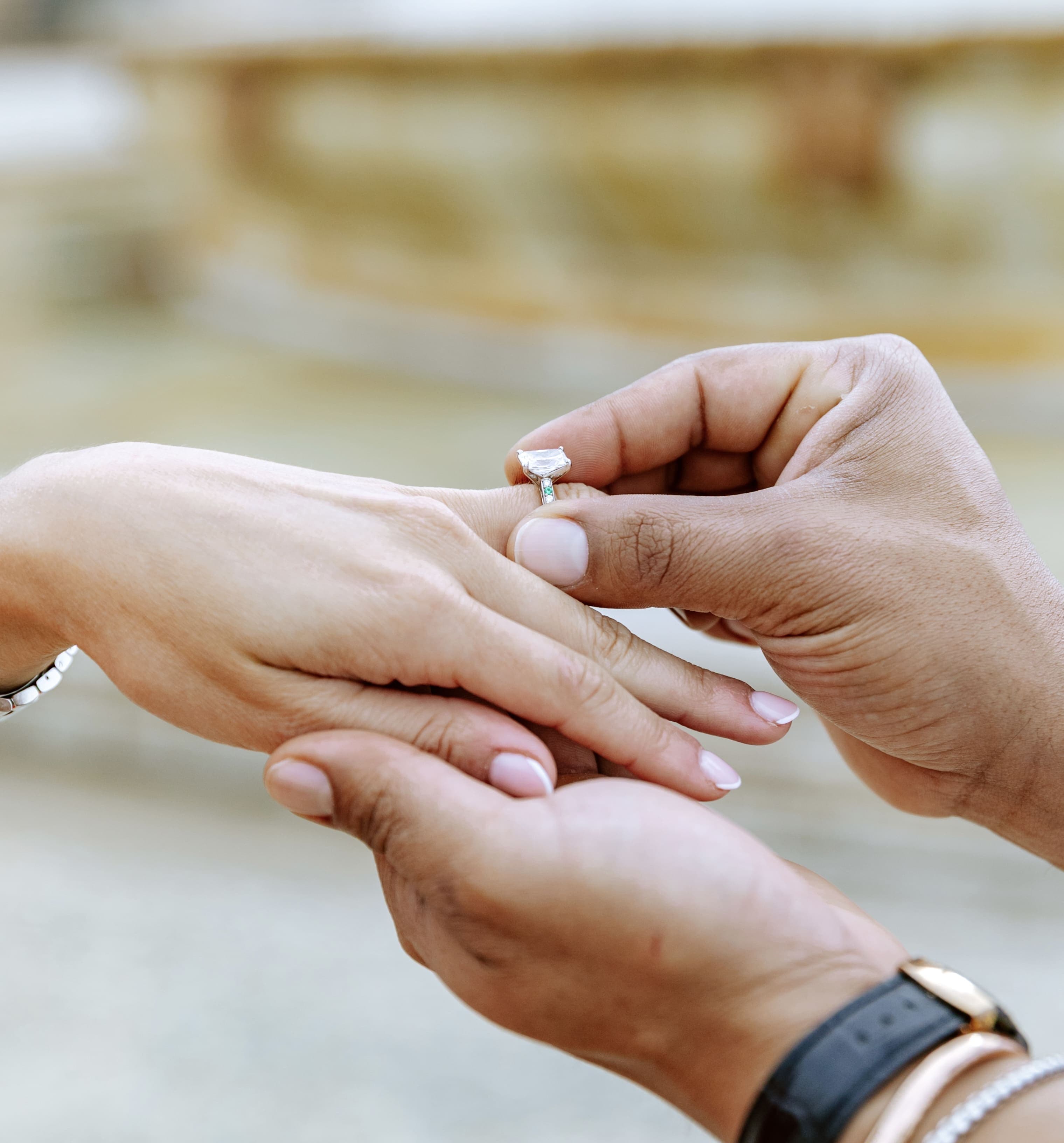 Couple with engagement ring